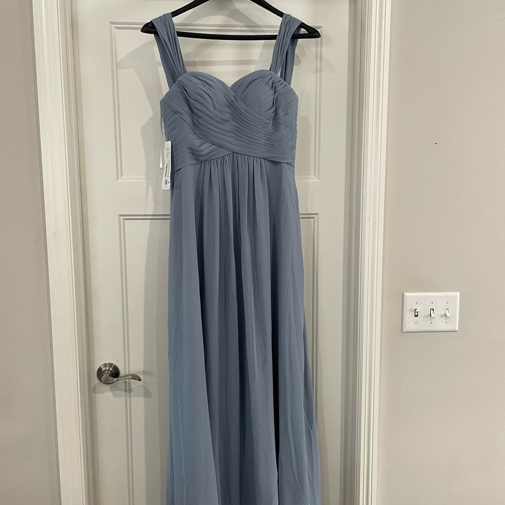 Never worn NWT azazie bridesmaid dress. Corin dusty blue